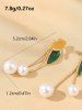 Vintage Leaf Faux Pearl Drop Earrings -  