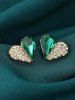 Vintage Heart Rhinestone Stud Earrings -  