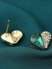 Vintage Heart Rhinestone Stud Earrings -  