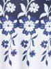 T-shirt à Imprimé Fleuri en Blocs de Couleurs de Grande Taille - Bleu profond 4X | US 26-28