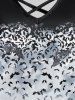 Robe Gothique Ombrée à Bretelle Croisée Chauve-souris Imprimée - Noir 3X | US 22-24