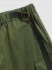 Buckle Belt Decor Windbreaker Cargo Shorts -  