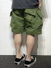 Buckle Belt Decor Windbreaker Cargo Shorts -  