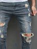 Splatter Paint Pattern Destroyed Design Jeans -  