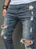 Splatter Paint Pattern Destroyed Design Jeans -  