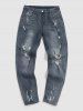 Splatter Paint Pattern Destroyed Design Jeans -  