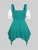 Plus Size Lace Up Heart Buckle Handkerchief Short Sleeves T-Shirt -  