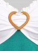 T-shirt Mouchoir Cœur Bouclé de Grande Taille à Manches Courtes à Lacets - Vert M | US 10