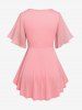 Plus Size Butterfly Sleeves Twist Handkerchief Faux Two Piece T-Shirt -  