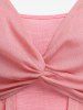 Plus Size Butterfly Sleeves Twist Handkerchief Faux Two Piece T-Shirt -  