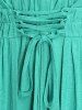 Plus Size Lace Up Heart Button Ruched Ruffles Tank Top -  