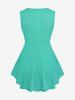 Plus Size Lace Up Heart Button Ruched Ruffles Tank Top -  