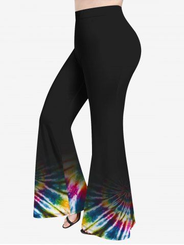 Plus Size Tie-Dye Flare Pants - MULTI-A - 2X | US 18-20