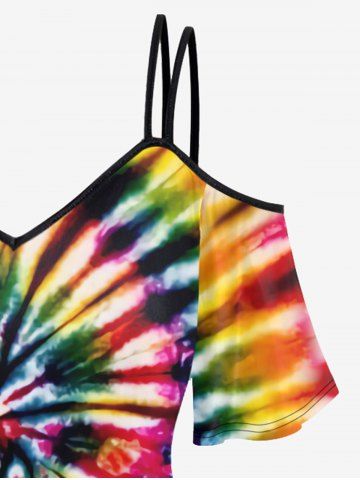 Plus Size Tie-Dye Cold Shoulder T-Shirt