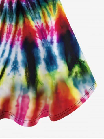 Plus Size Tie-Dye Cold Shoulder T-Shirt