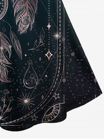 Gothic Dreamcatcher Moon Star Print Crisscross Cami Dress