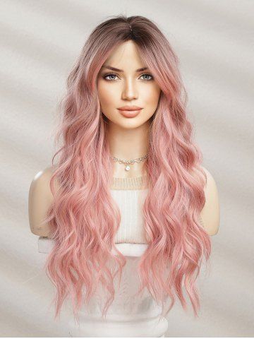 Brown Gradient Pink Long Shaggy Wavy Synthetic Wig - MULTI-A - 26INCH