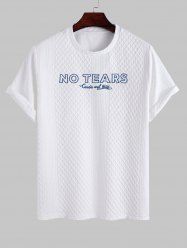 NO TEARS Letter Embroidered Textured Short Sleeves T-shirt -  
