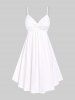 Plus Size Twist Lace Trim Belt Layered Flower Print Dress (Adjustable Shoulder Strap) -  