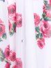 Plus Size Twist Lace Trim Belt Layered Flower Print Dress (Adjustable Shoulder Strap) -  