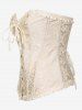 Gothic Frilled Lace-up Overbust Boning Brocade Corset -  