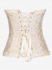 Gothic Frilled Lace-up Overbust Boning Brocade Corset -  