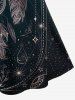 Robe à Bretelle Croisée Gothique Lune et Etoile Imprimées - Noir L | US 12