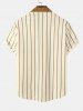 Chemise Rayure Verticale en Blocs de Couleurs avec Poche à Manches Courtes en Velours Côtelé - café L