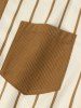 Corduroy Colorblock Vertical Striped Pocket Short Sleeves Shirt -  