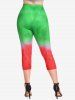 Legging Capri à Imprimé Pastèque de Grande Taille - Vert 1X
