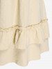 Plus Size Guipure Lace Panel Swiss Dot Ruffles Butterfly Sleeves A Line Dress -  