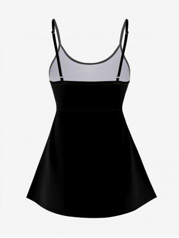 Gothic American Flag Skull Print Tankini Top (Adjustable Shoulder Strap)