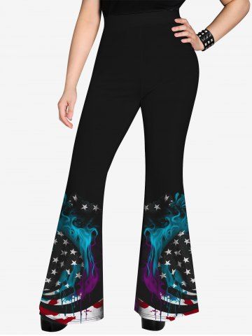 Gothic American Flag Print Flare Pants