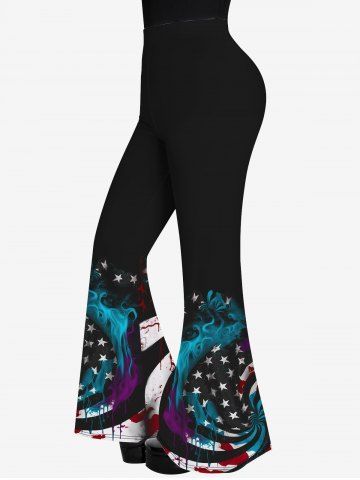 Gothic American Flag Print Flare Pants