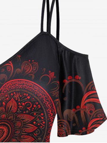 Gothic Heart Print Cold Shoulder T-shirt