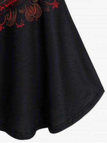 Gothic Heart Print Cold Shoulder T-shirt