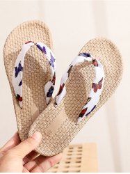 Sandales Tongs Espadrilles à Enfiler en Paille Motif Papillon pour Plage et Vacance - Blanc EU 36