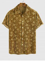 Short Sleeves Rose Jacquard Velour Shirt -  