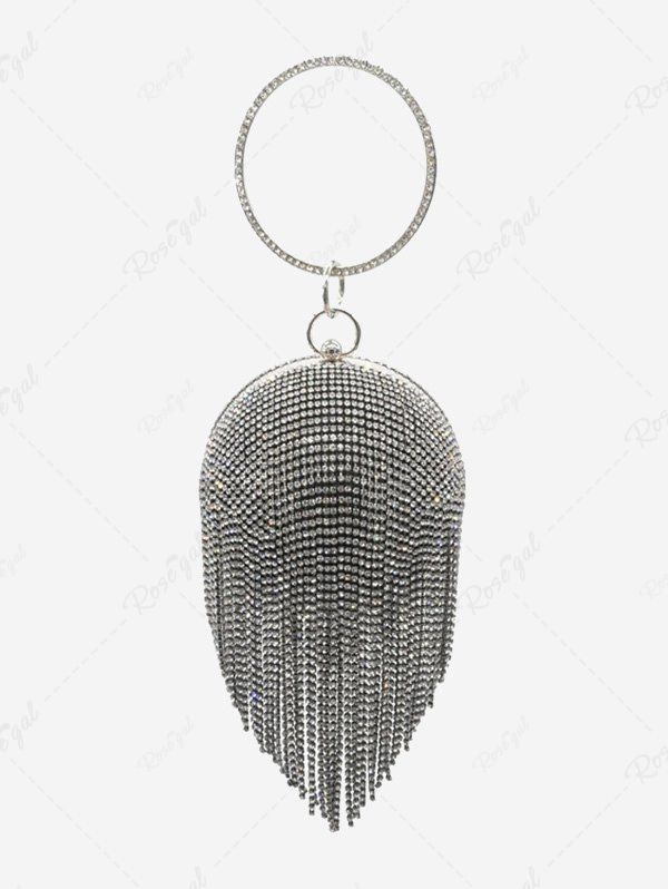 Sac de Soirée Minaudière Forme de Boule en Strass Noir 