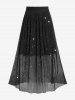 Plus Size Sequins Pleated Pull On Midi Skirt -  