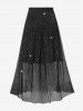 Plus Size Sequins Pleated Pull On Midi Skirt -  