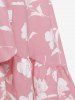 Plus Size 3D Flower Print Surplice V Neck Dress -  