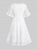 Plus Size Flutter Sleeves Cinched Ruched Surplice Lace Wedding Dress -  