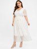 Plus Size Sparkling Sequins Polka Dot Belt A Line Gown Dress -  