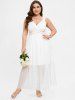 Plus Size Faux Pearls Embellished High Rise Surplice Maxi Party Wedding White Fairy Dress -  