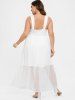 Plus Size Faux Pearls Embellished High Rise Surplice Maxi Party Wedding White Fairy Dress -  