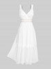 Plus Size Faux Pearls Embellished High Rise Surplice Maxi Party Wedding Dress -  