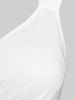 Maxi Robe de Soirée Superposée Embellie de Fausse Perle à Coupe Haute Grande Taille - Blanc 5x | US 30-32