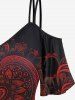 Gothic Heart Print Cold Shoulder T-shirt -  