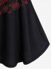 Gothic Heart Print Cold Shoulder T-shirt -  